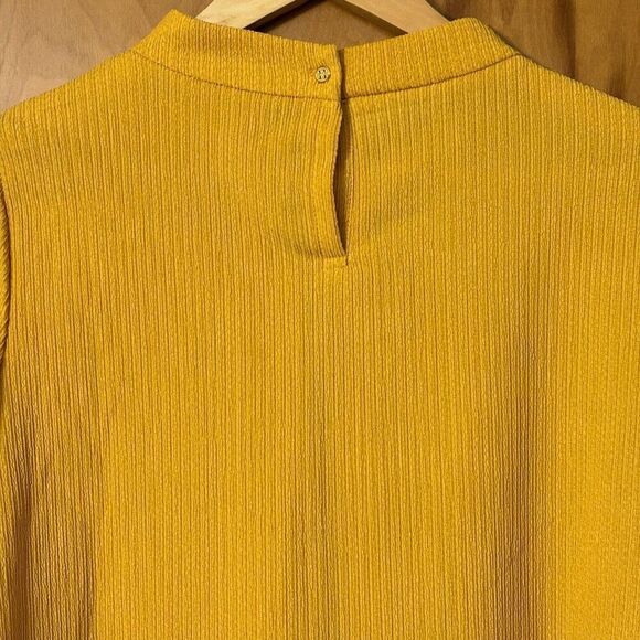 Adrianna Papell textured knit 3/4 bubble sleeves ochre medium new - Picture 10 of 11